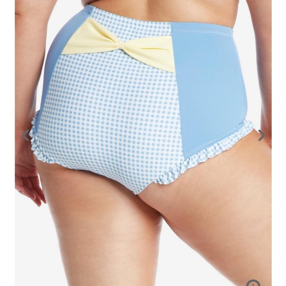 Cinnamoroll Blue Gingham High-Waisted Swim Plus Size 3X top and 5X bottoms - Picture 4 of 8